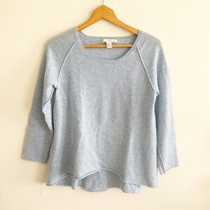 Subtle luxury cashmere light blue long sleeve sweater side M/L